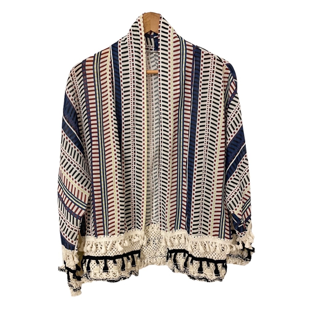 Tasseled boxy beach cardigan